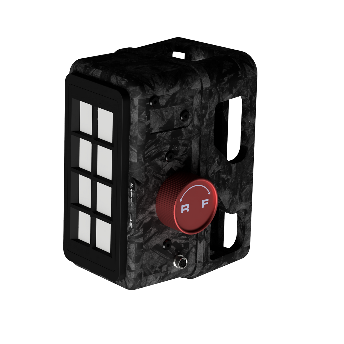 EPLAB BB2.2 CUP button box fitted with its forged carbon-look mounting bracket