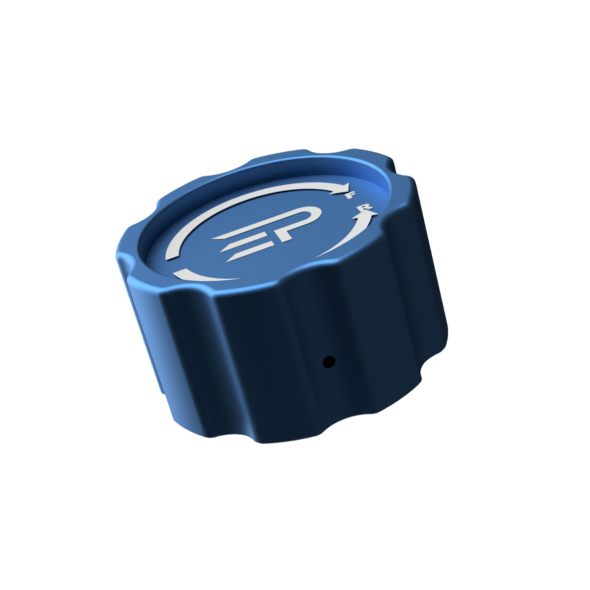 Angled side view of the EPLAB blue aluminium Brake Bias Knob