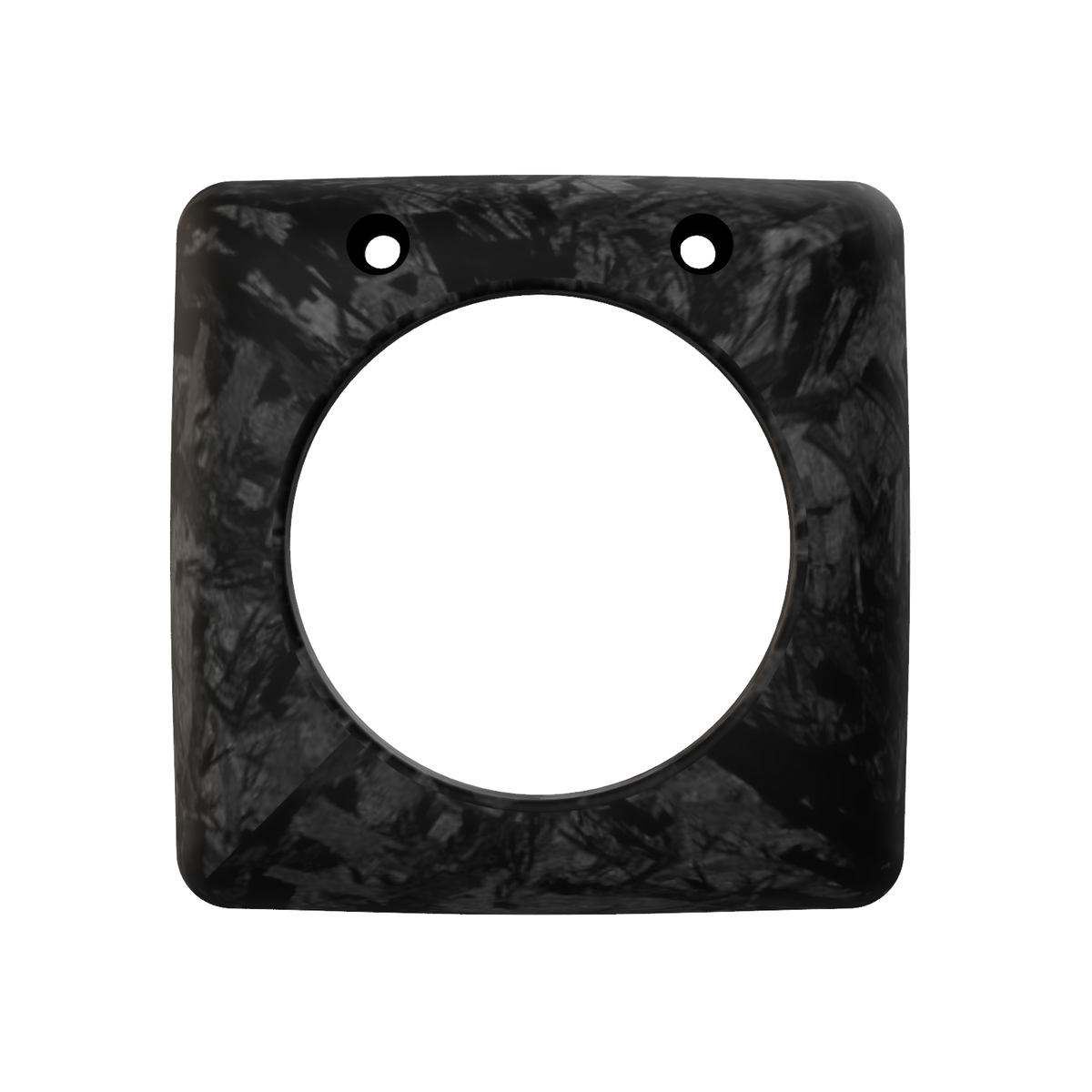 Front view of the EPLAB Carbon Hub forged carbon-look cover with circular centre opening