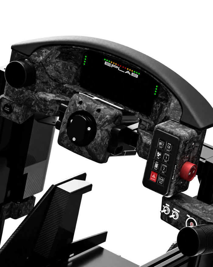 EPLAB FC992.2 dashboard and controls installed on a sim racing cockpit
