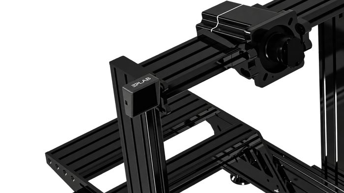 EPLAB SimFlag PRO mounted on an aluminium profile sim racing rig