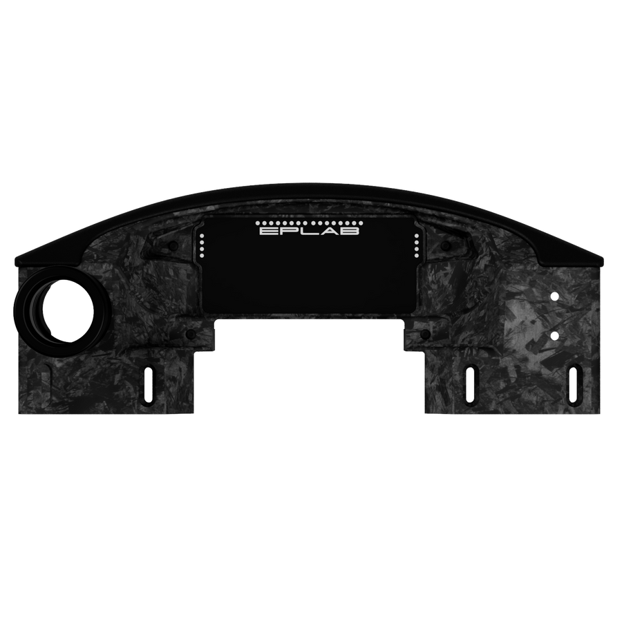 Front view of the EPLAB FC992.2 dashboard with central display and forged carbon-look housing