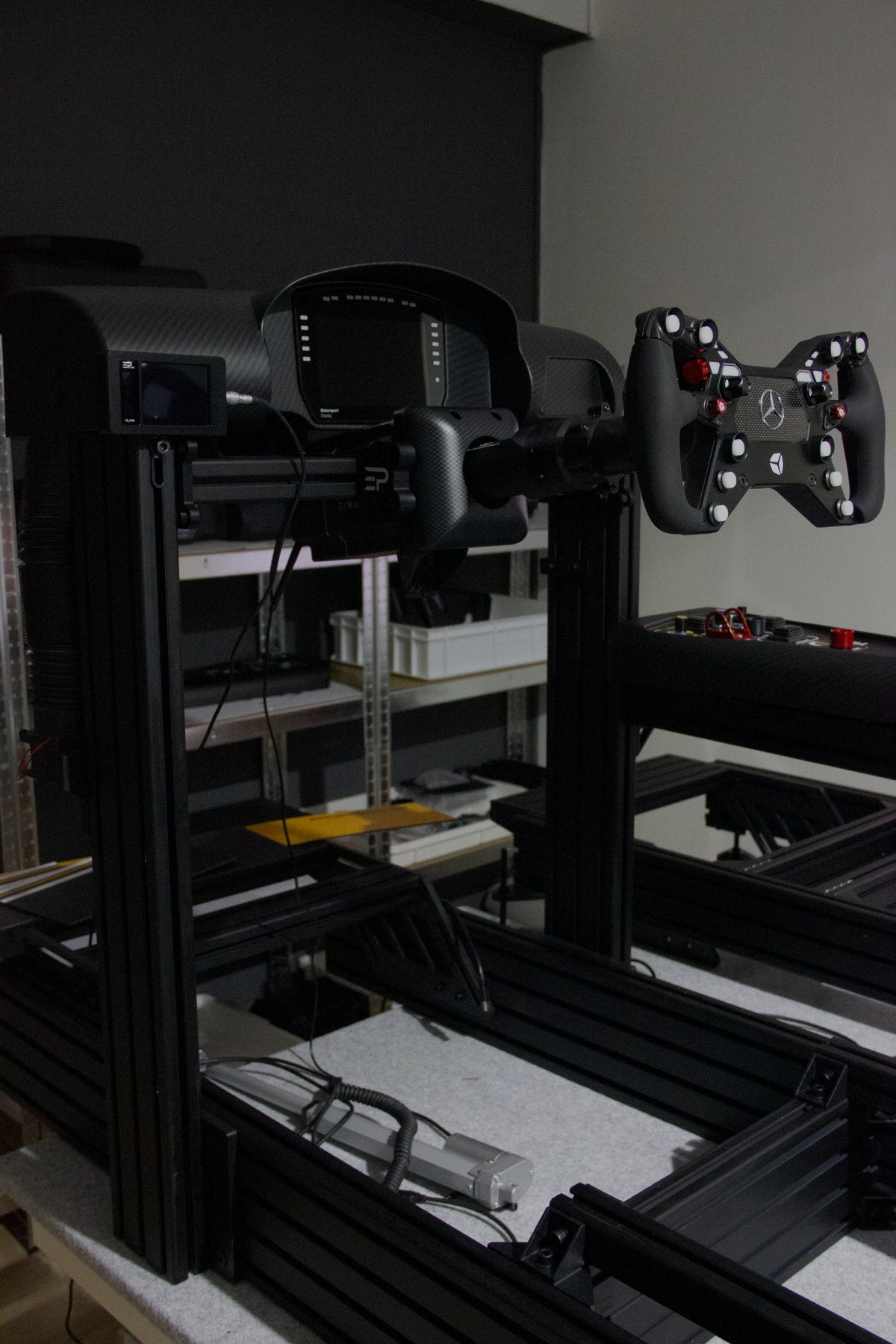 MPRO GT3 dashboard installed in a sim racing cockpit