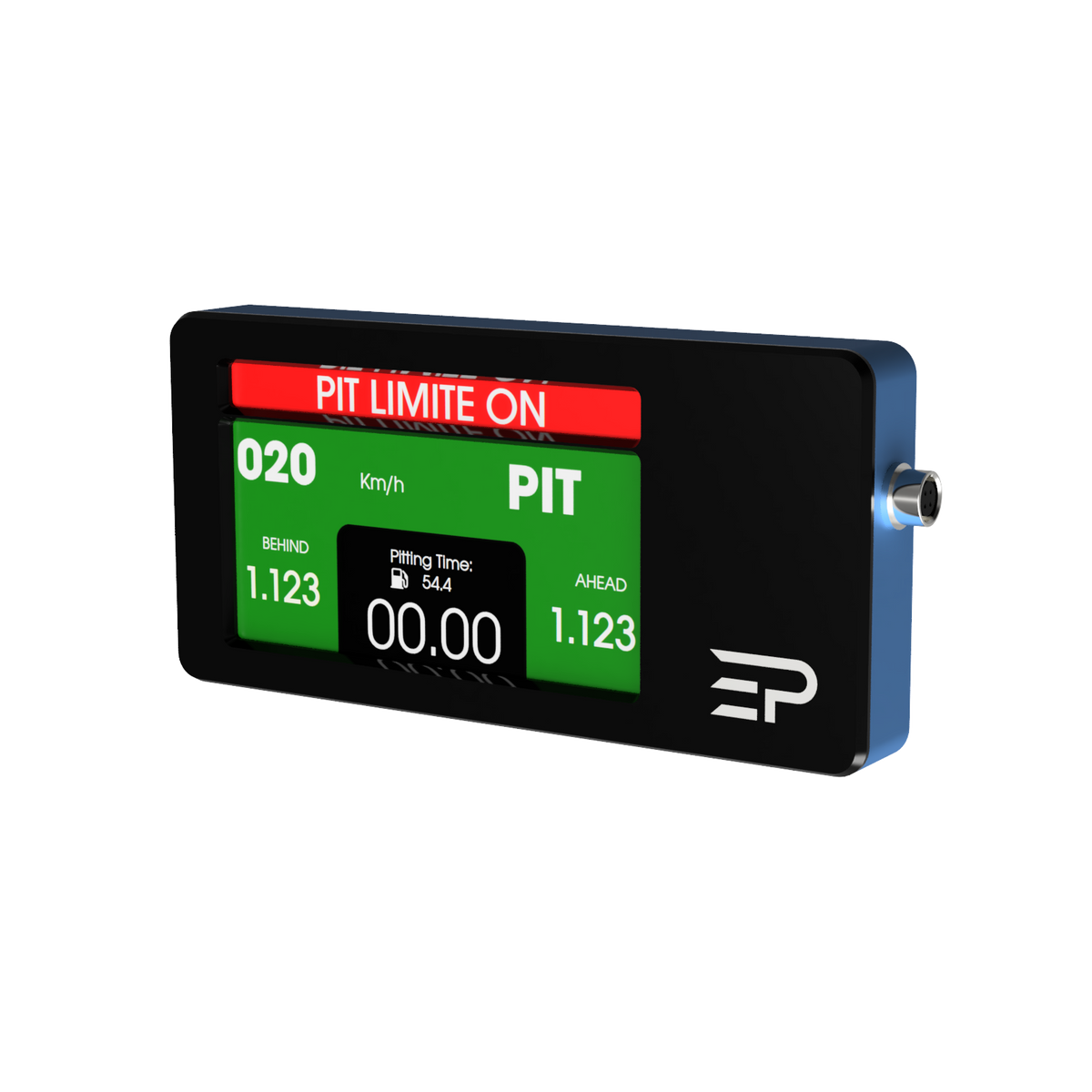 EPLAB RDP-X display showing an active pit limiter alert and pit telemetry