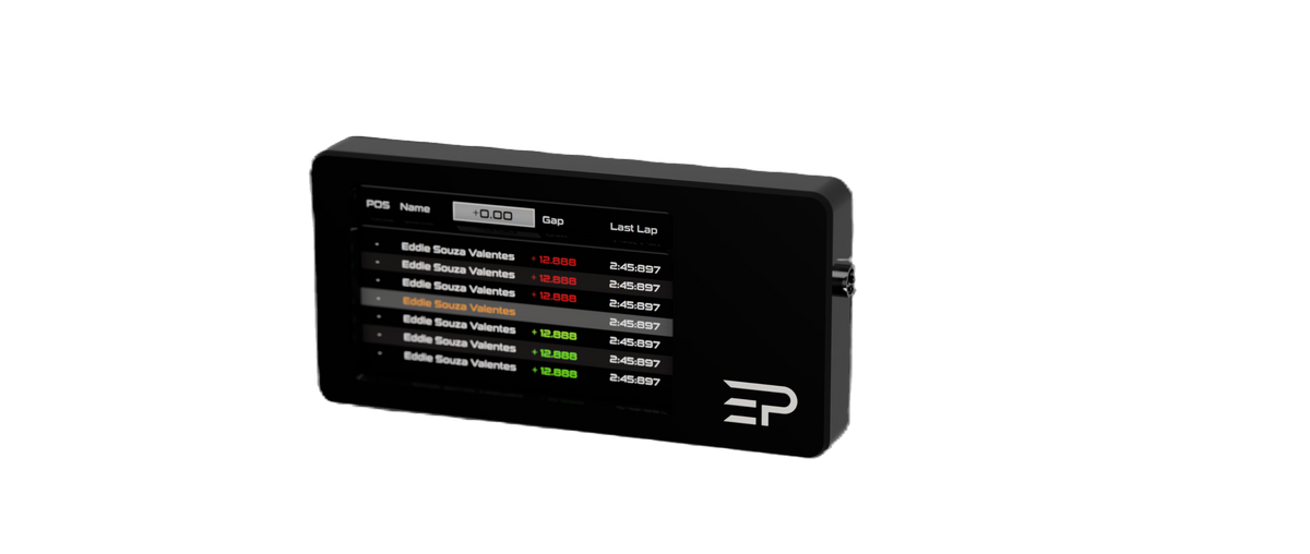EPLAB RDP-X telemetry display showing a relative timing leaderboard