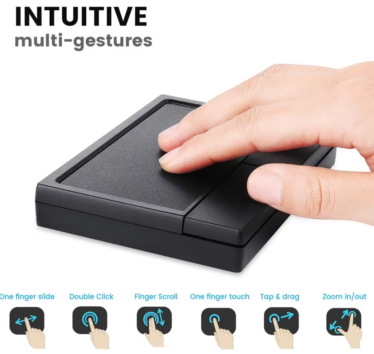 Hand demonstrating multi-finger gestures on the touchpad used with the EPLAB Side Carbon Cockpit
