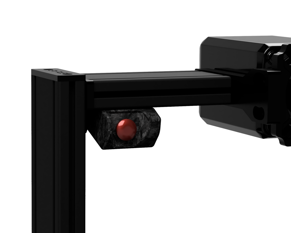 EPLAB Start Button with red button and forged carbon-look housing mounted under a cockpit profile